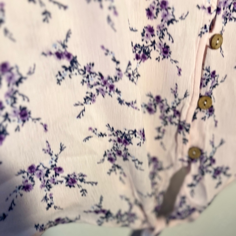 M Fasis Blouse Plus Size 3x Floral Button Up Pink Boho 3/4 Sleeve Front Tie NWT - Picture 5 of 8